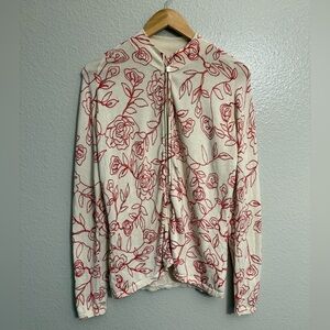 St. John Sport by Marie Gray Red Floral Zip Up Sweater